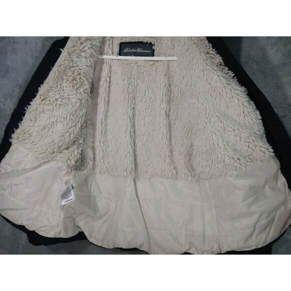 Eddie Bauer Puffer Jacket Womens Small Black Down Filled Sherpa Lined Full Zip - Picture 3 of 10